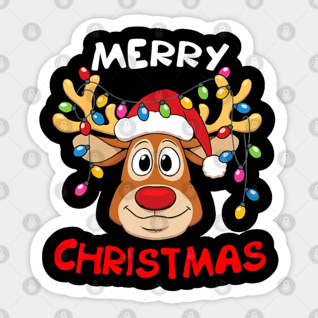 Merry Christmas Reindeer Xmas Family Men Women Sticker by Mitsue Kersting